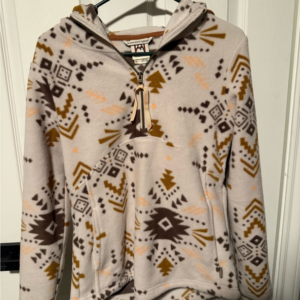 Avalanche Cream and Brown Patterned Hoodie
